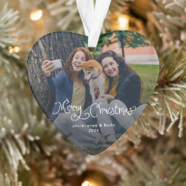 Ornamento Feliz Natal Rótulo Caprichoso Foto de Família Cach