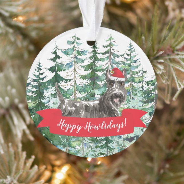 Ornamento Feliz Natal Scottish Terrier Cachorro Natal (Árvore)