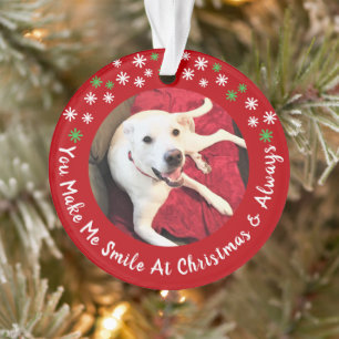 Ornamento Feliz Natal Sorrindo Cachorro Foto Engraçada Círcu