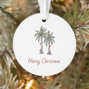 Ornamento Feliz Natal Tropical Palm Trees Beach