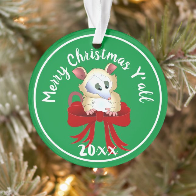 Ornamento Feliz Natal Ya'll com Possum (Árvore)