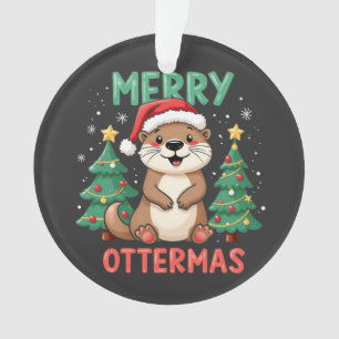 Ornamento Feliz Ottermas Engraçada Ottermas Amantes de Natal