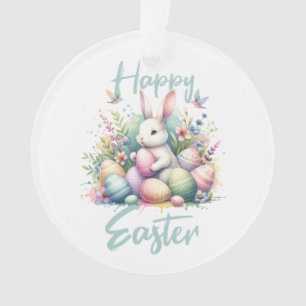 Ornamento Feliz Páscoa pastel Coelho da Páscoa Ovo aquarela