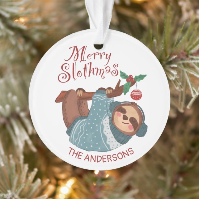 Ornamento Feliz Personalizada Slothmas de Natal (Árvore)