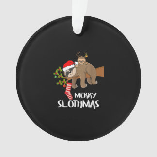 Ornamento Feliz Sloth Santa Hat Fala Natal