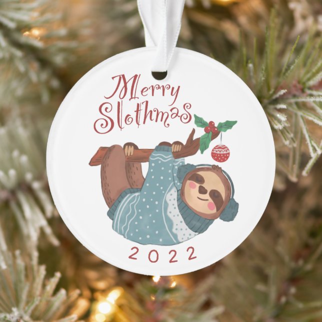 Ornamento Feliz Slothmas Christmas Sloth (Árvore)