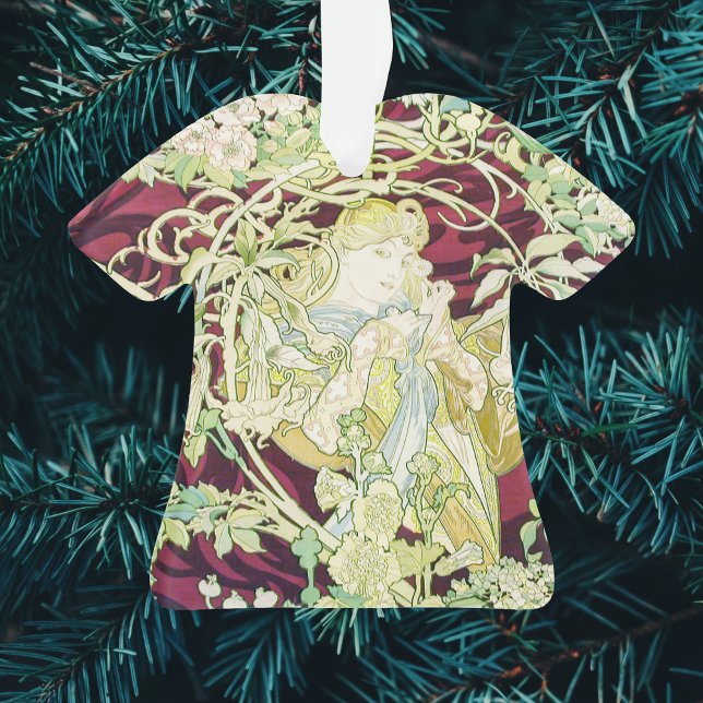 Ornamento Femme à marguerite - Mucha - repro do painel têxti (Criador carregado)