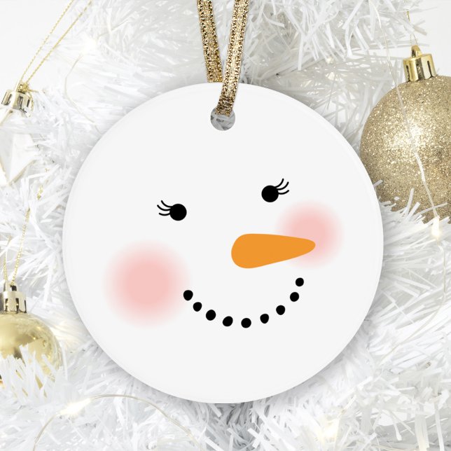 Ornamento Feriado Cute Snowman Face (Criador carregado)