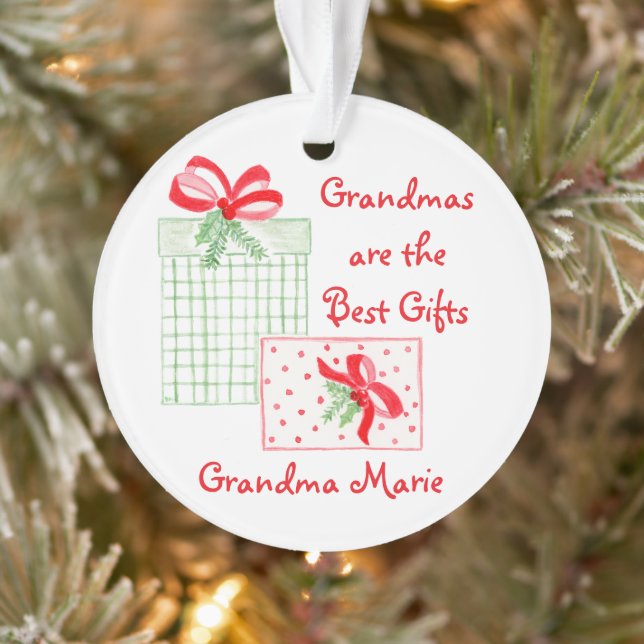 Ornamento Feriado de Aquarela PERSONALIZAR Vovó (Árvore)