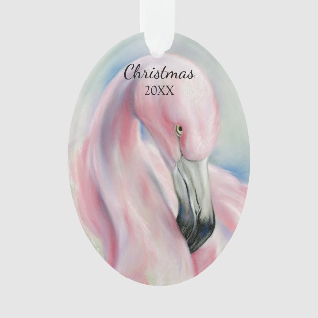 Ornamento Feriado de Arte Flamingo Pink Pastel (Frente)