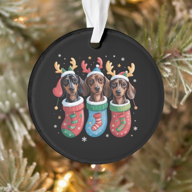 Ornamento Feriado de Dachshund de Natal para Sobrinhos (Árvore)