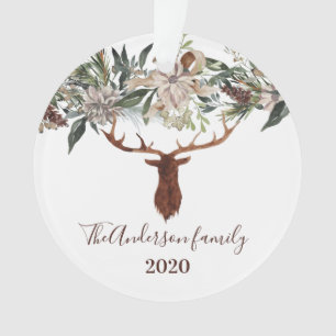 Ornamento Feriado de folhagem floral rústica moderno
