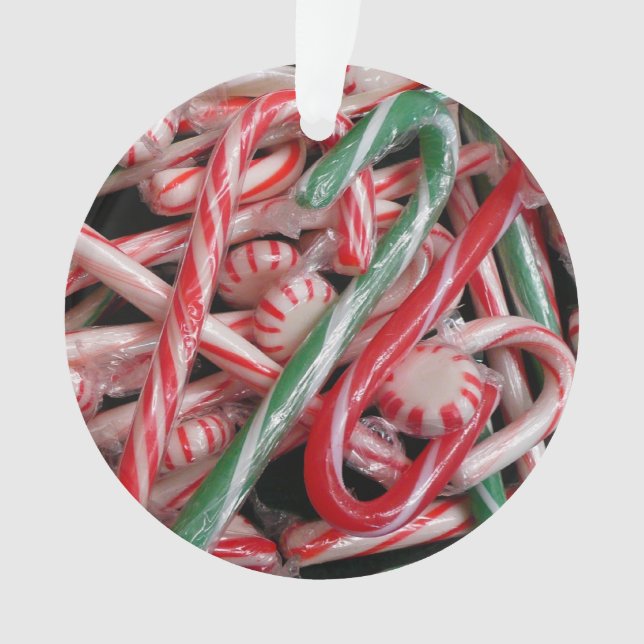 Ornamento Feriado de Natal Candy Canes and Peppermints (Frente)
