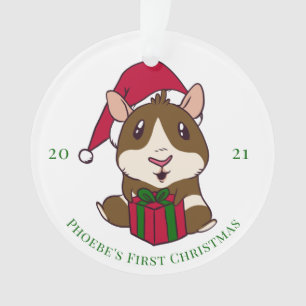 Ornamento Feriado de Natal do Porco-guineense Personalizado
