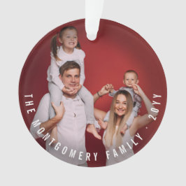 Ornamento Feriado de Natal Moderno com Foto Dupla Simples