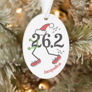 Ornamento Feriado de Natal Personalizado 26.2 Maratona Engra