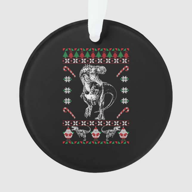 Ornamento Feriado Engraçado de Natal Feio Dinossauro (Frente)