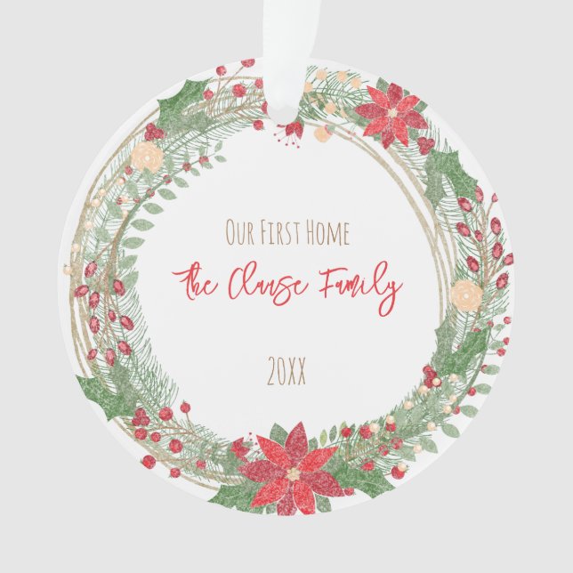 Ornamento Feriado Férias Endereço do Nome do Primeiro Ano Do (Frente)