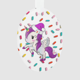 Ornamento Feriado Roxo Unicórnio e Sprinkles Natal