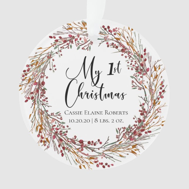 Ornamento Férias de Natal Primeira Foto de Natal (Frente)