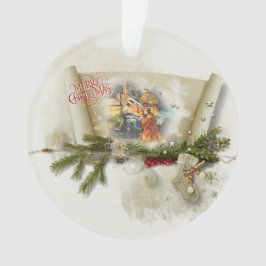 Ornamento Férias personalizadas de colagem de natividade ado