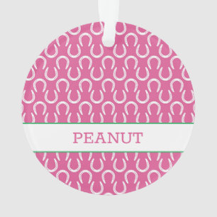 Ornamento Ferradura cor-de-rosa Nome Fotográfico do Cavalo d