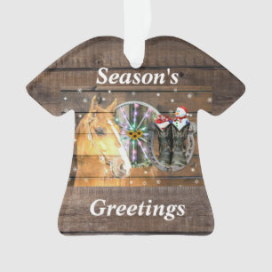 Ornamento Ferradura de Cavalo de Natal Roda Cowboy Botas