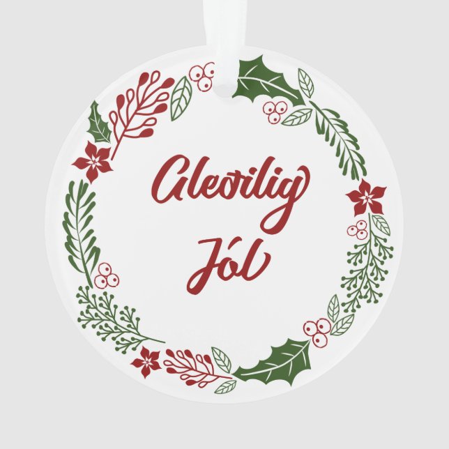 Ornamento Ferry Christmas Wreath, Ilhas Faroé, Gleðilig Jól (Verso)