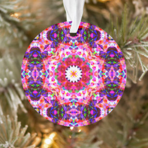 Ornamento Festivo Decor Rosa Estrela Verde Azul Rosa para o
