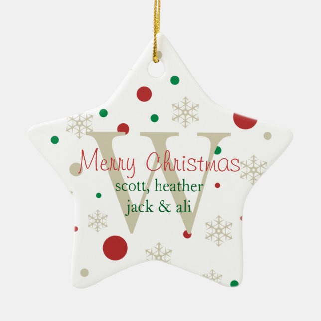 Ornamento festivo do monograma de Personlized (Frente)