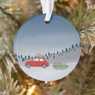 Ornamento "Fiat 500 com árvore de Natal Ornament