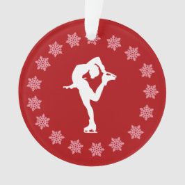 Ornamento Figura vermelha e branca personalizada patinador