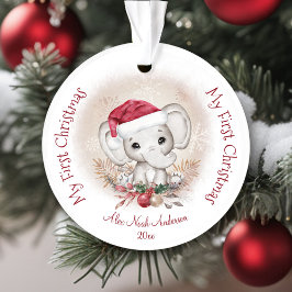 Ornamento Filhinho Elefante Cujo Primeiro Natal É Acrínico