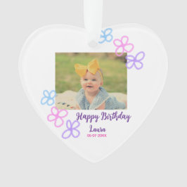 Ornamento Filhos bebês primeiro aniversario adicionar nome d