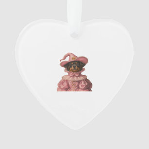 Ornamento Filhote de Rottweiler Disfarçado de Bruxa Rosa � F