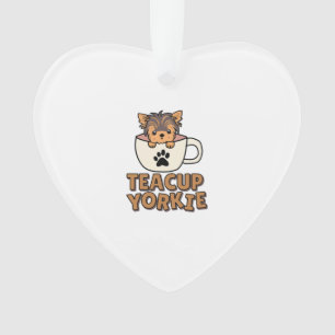 Ornamento Filhote de Yorkie de xícara