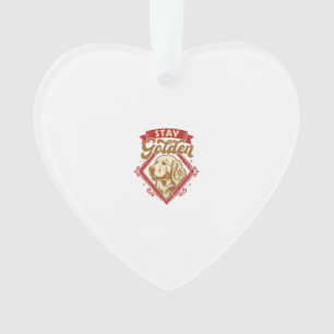 Ornamento Fique Cachorro Retriever Dourado Diamante Vermelho