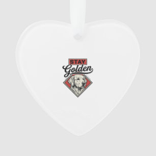 Ornamento Fique Golden Retriever Design Vetorial de Cão Vint
