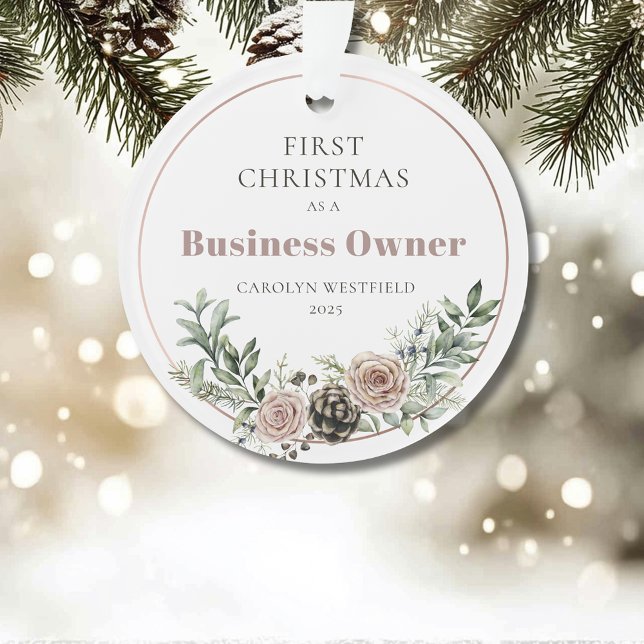 Ornamento First Christmas as a Business Owner Name Year (First Christmas as a Business Owner Name Year Acrylic Ornament)