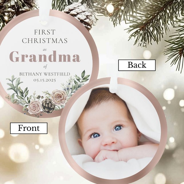 Ornamento First Christmas as Grandma Photo Keepsake (First Christmas as Grandma Photo Acrylic Keepsake Ornament)