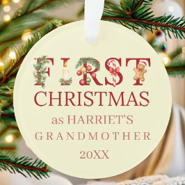 Ornamento First Christmas as Grandma Red Typography – Custom