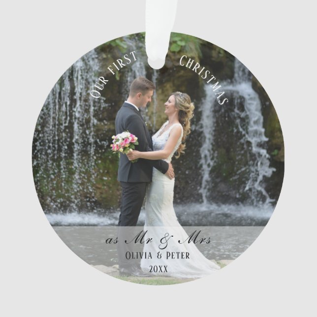 Ornamento First Christmas Married as Mr. & Mrs. (Frente)