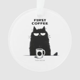 Ornamento First Coffee Then Meow – Funny Cat Coffee Lover