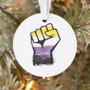 Ornamento Fist de Protesto de Orgulho Não-Binário