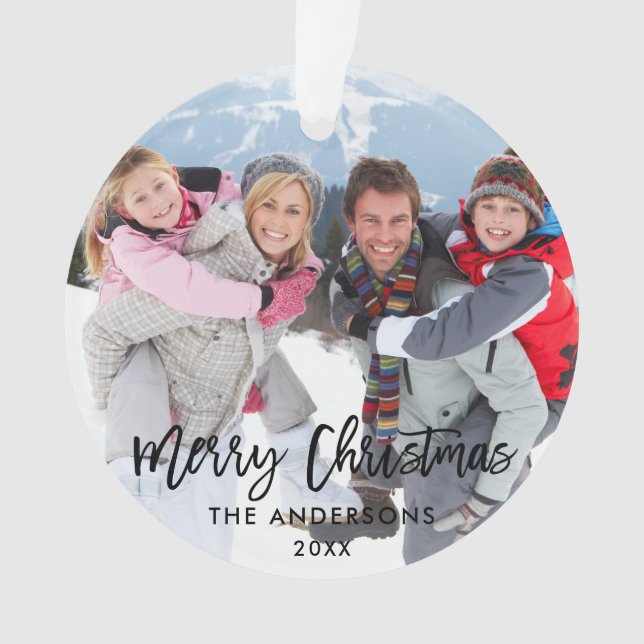 Ornamento Fita Branca de Fotos da Família de Escoteiros de N (Frente)