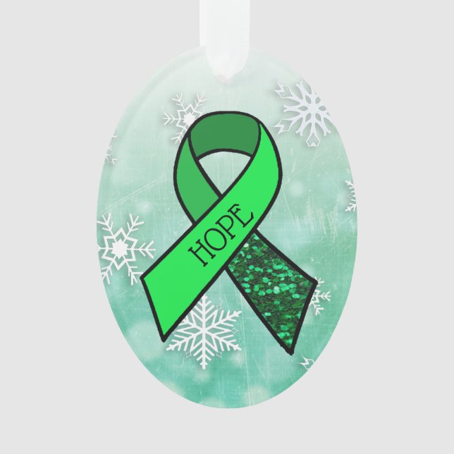 Ornamento Fita e Borboleta de Natal da Doença de Lyme (Frente)
