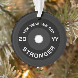 Ornamento Fitness com halteres 2025 Natal personalizado