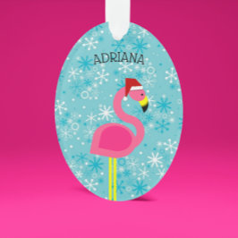 Ornamento Flamingo Papais noeis Turquoise Natal tropical