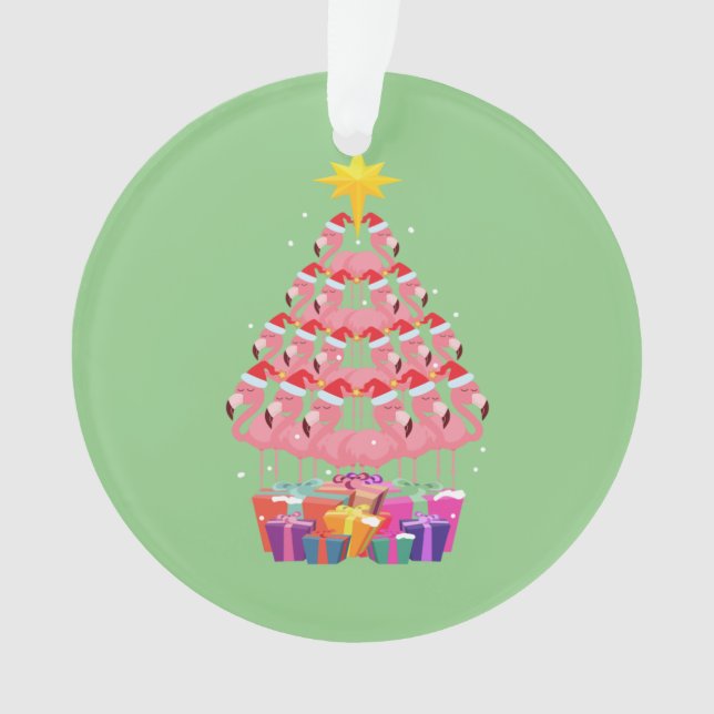 Ornamento Flamingo Ugly Christmas Tree Engraçado Gift (Frente)