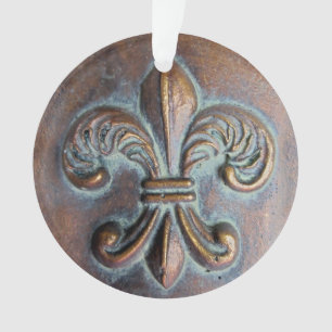 Ornamento Fleur De Lis, Impresso Em Cobre Com Idade